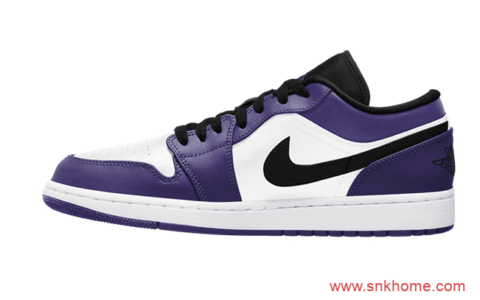 Air Jordan 1 Low “Court Purple” AJ1紫加哥 AJ1白紫脚趾低帮  货号：553558-500