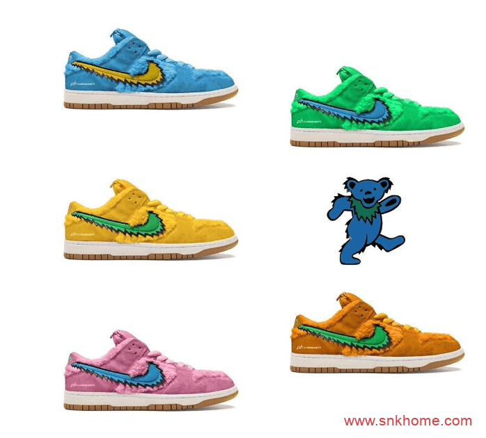 Grateful Dead x Nike Dunk SB “Bears Pack耐克Dunk SB低帮五只小熊板鞋 货号：CJ5378-700