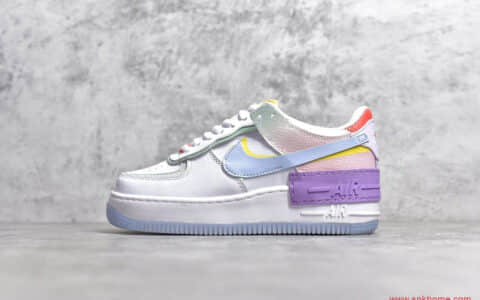 耐克空军一号马卡龙钻石糖果鸳鸯 NIKE Air Force 1 Shadow AF1 耐克空军解构双勾 货号：CW2630-141