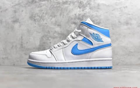 莆田纯原版本AJ1北卡蓝 Air Jordan 1 Mid AJ1白蓝中帮 货号：BQ6472-114