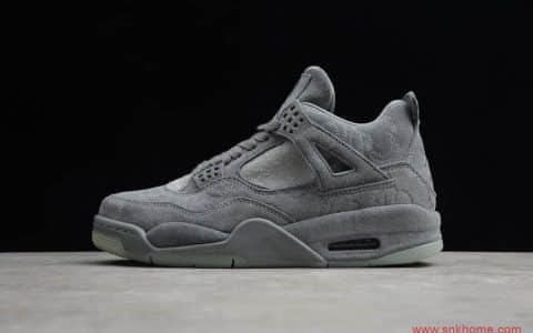 高规格球鞋正品AJ4灰麂皮 Air Jordan 4 Retro Kaws AJ4灰色麂皮翻毛实战篮球鞋 货号：930155-003