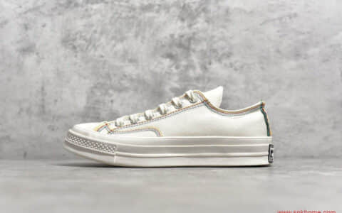 匡威米白色低帮 Converse Chuck 70s 真标硫化匡威彩虹帆布鞋 货号：169057C