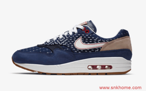 耐克牛仔气垫 Denham x Nike Air Max 1 耐克MAX90牛仔联名规格极高 货号：CW7603-400