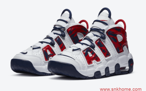 美国队配色大皮蓬篮球鞋 Nike Air More Uptempo GS新配色实物图曝光  货号：CZ7885-100