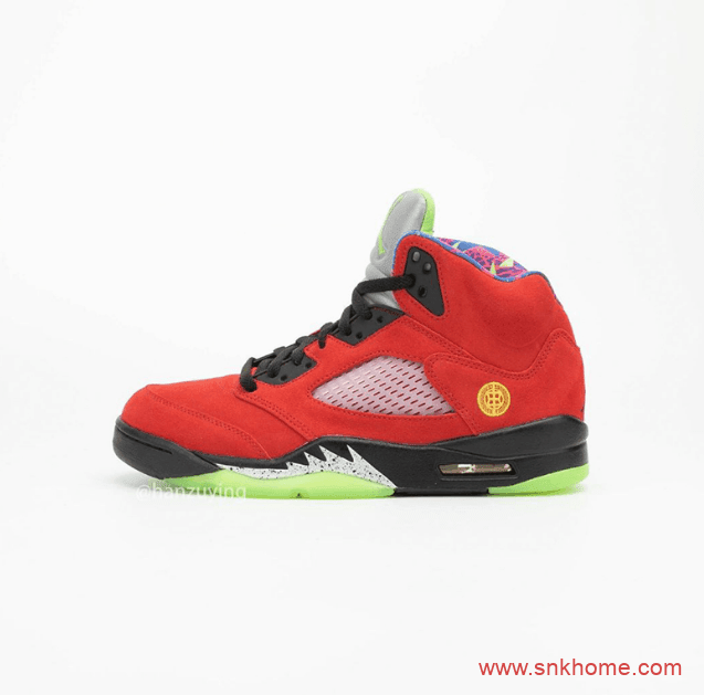 AJ5融合8双人齐配色 Air Jordan 5 “What The” AJ5红黄鸳鸯鞋发售日期 货号：CZ5725-700
