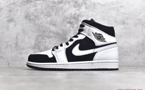 AJ1中帮黑白熊猫 Air Jordan 1 MiD 莆田纯原鞋高端复刻 货号：554724-113