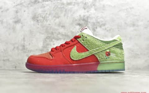 耐克Dunk咳嗽草莓 NIKE SB Dunk “strawberry cough”咳嗽草莓白红翻毛皮 货号：CW7093-600