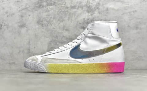 耐克开拓者七彩底高帮板鞋 NIKE W Blazer Mid Vintage Suede 开拓者头层牛皮高帮耐克休闲鞋 货号：CZ8653-136