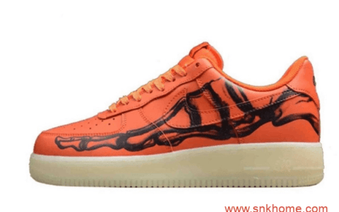 耐克空军一号万圣节限定 Nike Air Force 1 “Skeleton Orange” 空军夜光底耐克万圣节 货号：CU8067-800