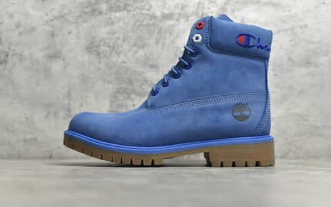 天伯伦蓝色卫冕冠军联名款Timberland x Champion 蓝色天伯伦 天伯伦高帮马丁靴