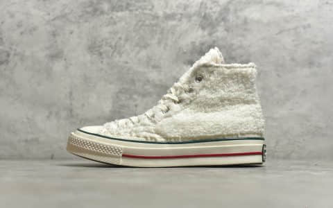 匡威绒毛白色高帮 匡威秋冬款白色 Converse Chuck 70 匡威1970S白色高帮 货号：170048C