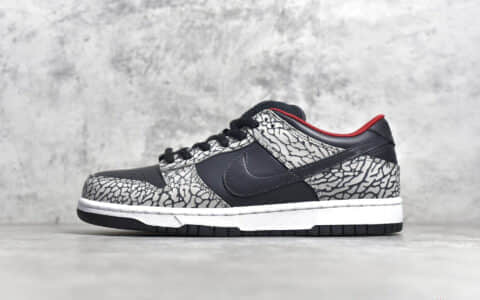 耐克Dunk SB黑水泥爆裂纹 Superme ×NIKE Dunk SB Low NYC 耐克黑色低帮板鞋 货号：304292-001