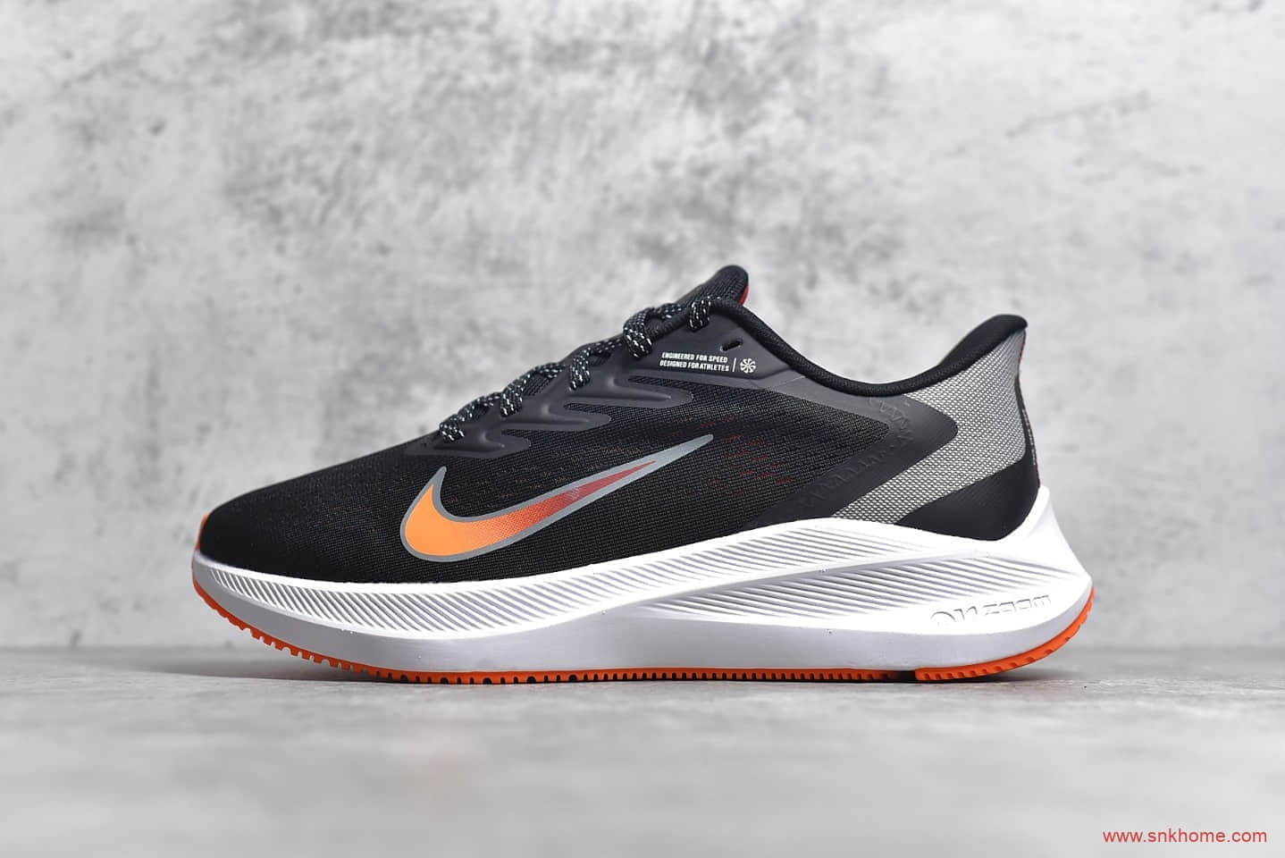耐克登月7代黑橙色跑鞋 NIKE Air Zoom Winflo 7 登月7代网面透气 耐克登月工厂 货号：CJ0291-011