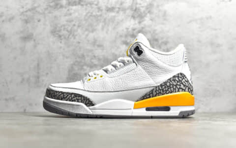 AJ3湖人白金色 Air Jordan 3 Retro “Laser Orange”湖人 AJ3白橙球鞋实战版本 货号：CK9246-108