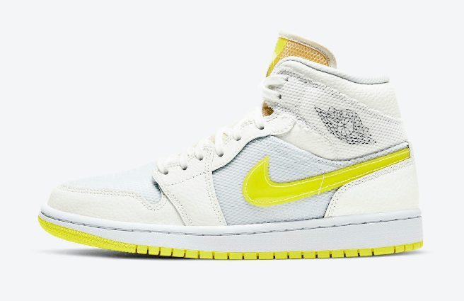 AJ1白黄高帮全新配色 Air Jordan 1 Mid SE “Voltage Yellow” AJ1经济舱官图释出 货号：DB2822-107