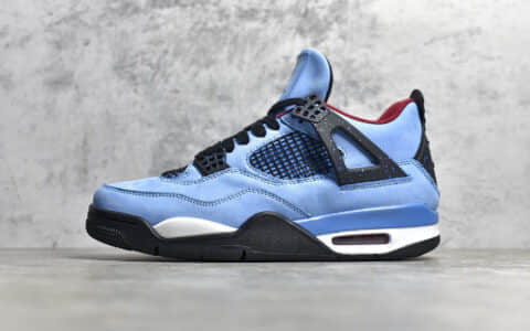 AJ4TS联名蓝色麂皮 Travis Scott x Air Jordan 4 Retro 莆田AJ货源 货号：308497-406