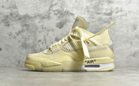 AJ4OW联名米黄色限量款 OW x AJ4 Cream Sail 原厂皮料AJ4正品百分百无色差 货号：CV9388-100