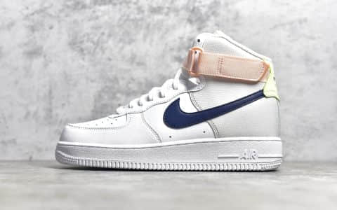 耐克空军白色鞋面深蓝色钩高帮 NIKE Air Force 1 High 耐克空军一号工厂 货号：334031-117