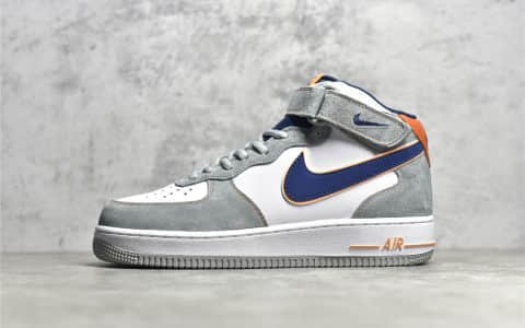耐克空军灰蓝橙麂皮中帮 Nike Air Force 1 Mid 耐克空军工厂 耐克空军3M反光 货号：CQ5059-203