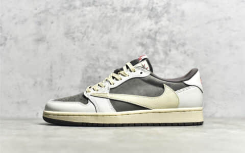 AJ1倒钩白粽低帮LJR纯原版本 Air Jordan 1 x Travis Scott 原厂AJ复刻 AJ1联名系列 货号：DM7866-162