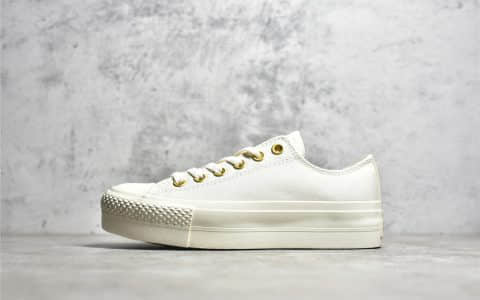 匡威增高帆布鞋 Converse Elevated Gold Platform 莆田匡威小白鞋 匡威新款 货号：564886C