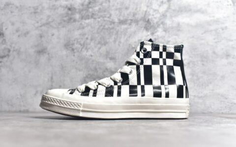 匡威黑白立体棋盘格匡威新款Converse 1970S匡威纯色系高帮帆布鞋匡威加宽鞋带设计匡威货号：A08764C