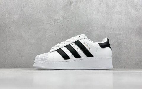 阿迪达斯贝壳头黑白低帮Adidas Originals SUPERSTAR XLG贝壳头增高鞋货号IF9995